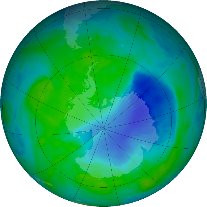 Antarctic ozone map for 24 December 1999